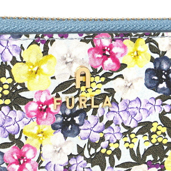 Furla Camellia Long Wallet Round Zipper Blue Multicolor - Picture 6 of 9